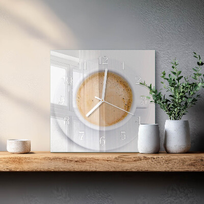 Horloge carrée en verre Une tasse de café