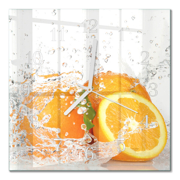 Horloge carrée en verre Oranges
