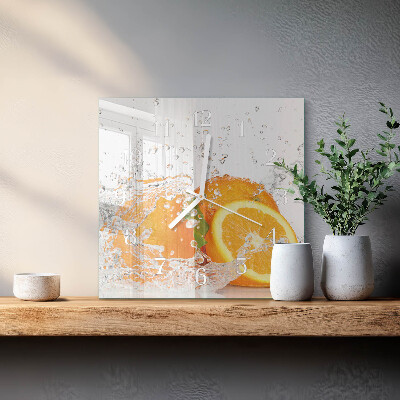 Horloge carrée en verre Oranges