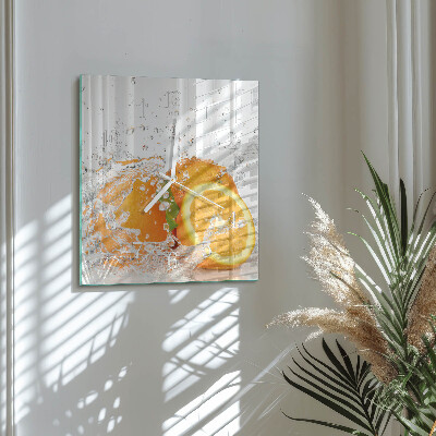 Horloge carrée en verre Oranges