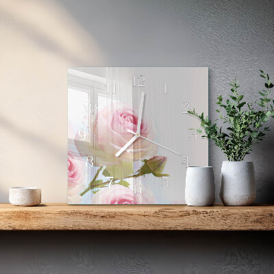 Horloge murale carrée Rose