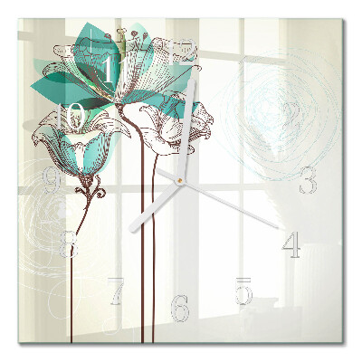 Horloge murale carrée Fleurs vintage