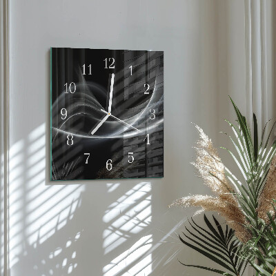 Horloge carrée en verre Lignes abstraites
