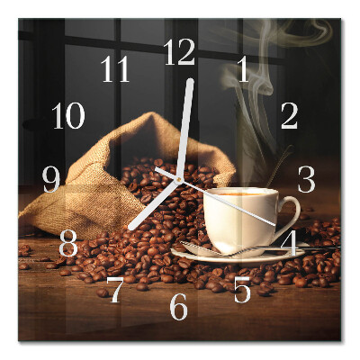 Horloge carrée en verre Café en grains