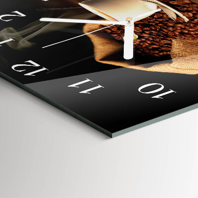 Horloge carrée en verre Café en grains