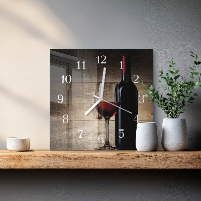 Horloge carrée en verre Vin
