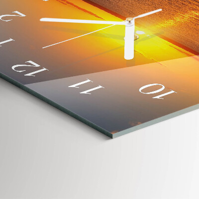 Horloge carrée en verre Coucher de soleil