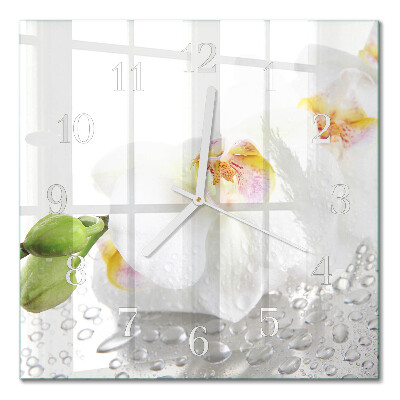 Horloge murale carrée Orchidée