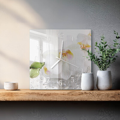 Horloge murale carrée Orchidée