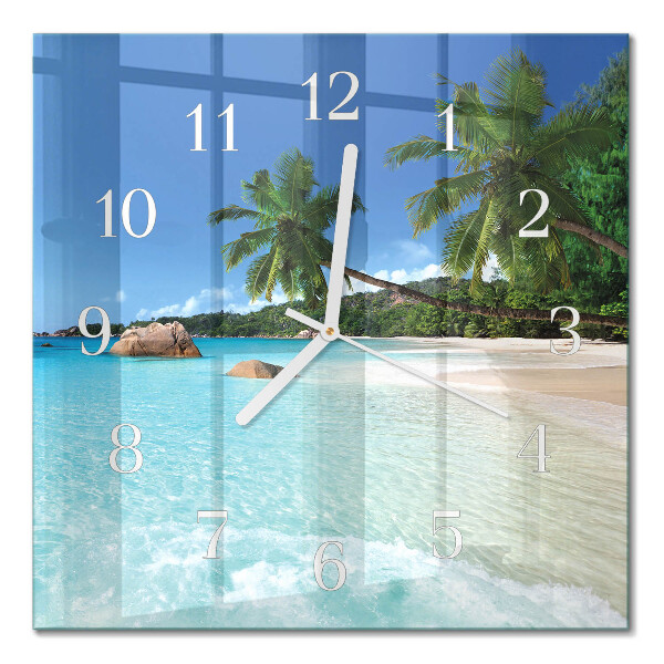 Horloge carrée en verre Plage