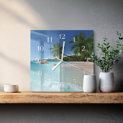 Horloge carrée en verre Plage