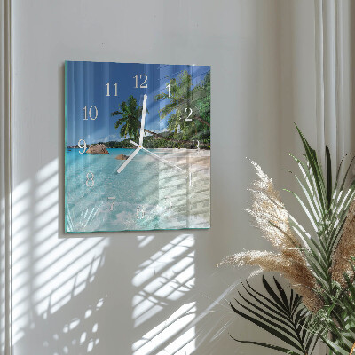 Horloge carrée en verre Plage