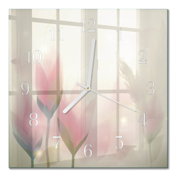 Horloge murale carrée Fleurs