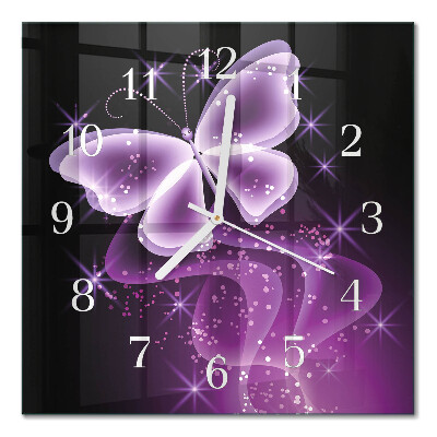 Horloge carrée en verre Papillon