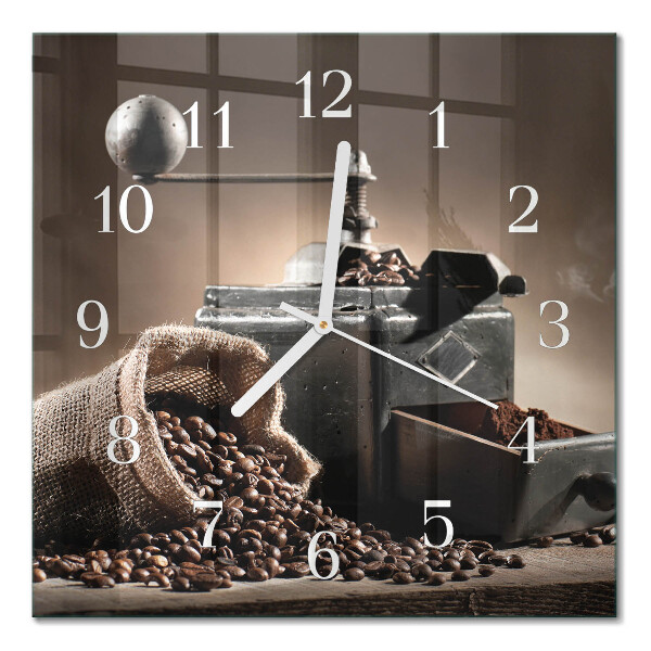 Horloge carrée en verre Moulin à café