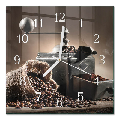 Horloge carrée en verre Moulin à café