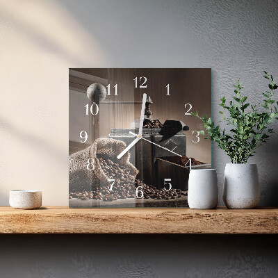 Horloge carrée en verre Moulin à café