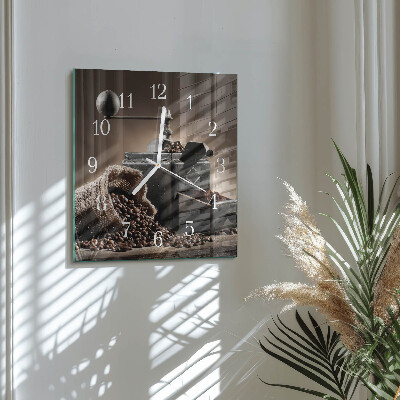 Horloge carrée en verre Moulin à café