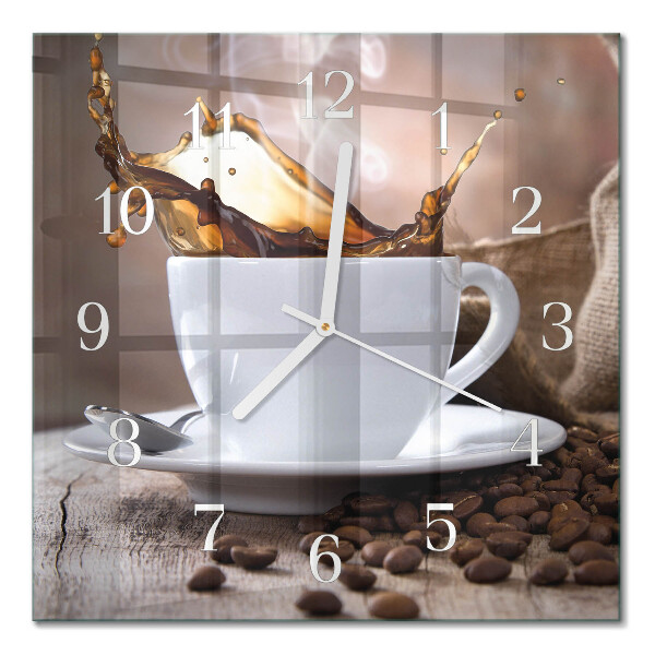 Horloge carrée en verre Café