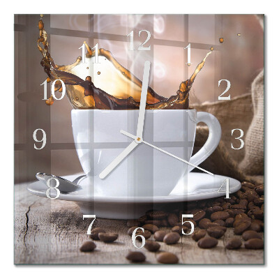 Horloge carrée en verre Café