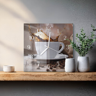 Horloge carrée en verre Café