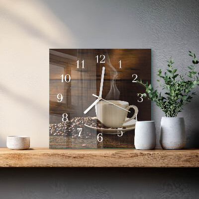 Horloge carrée en verre Café