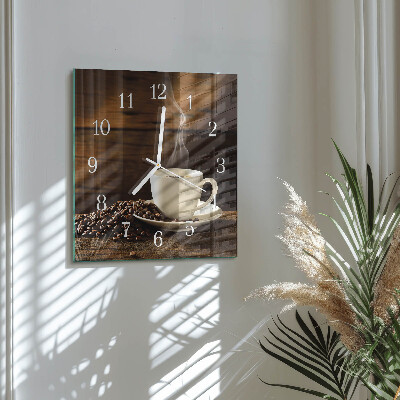 Horloge carrée en verre Café