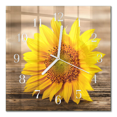 Horloge carrée en verre Tournesol