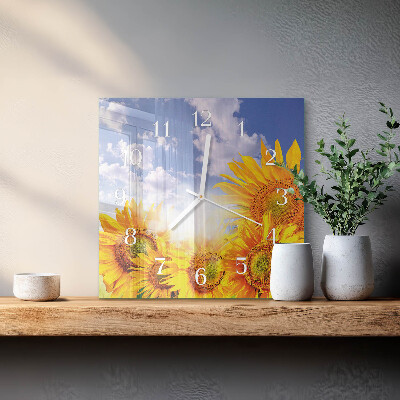 Horloge carrée en verre Tournesols