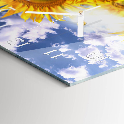 Horloge carrée en verre Tournesols