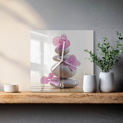 Horloge carrée en verre Pierres thermales