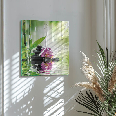 Horloge carrée en verre Spa orchidée