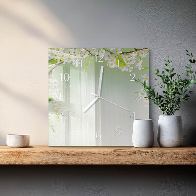 Horloge carrée en verre Printemps
