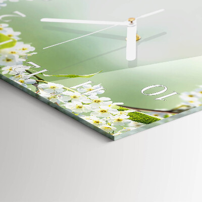 Horloge carrée en verre Printemps