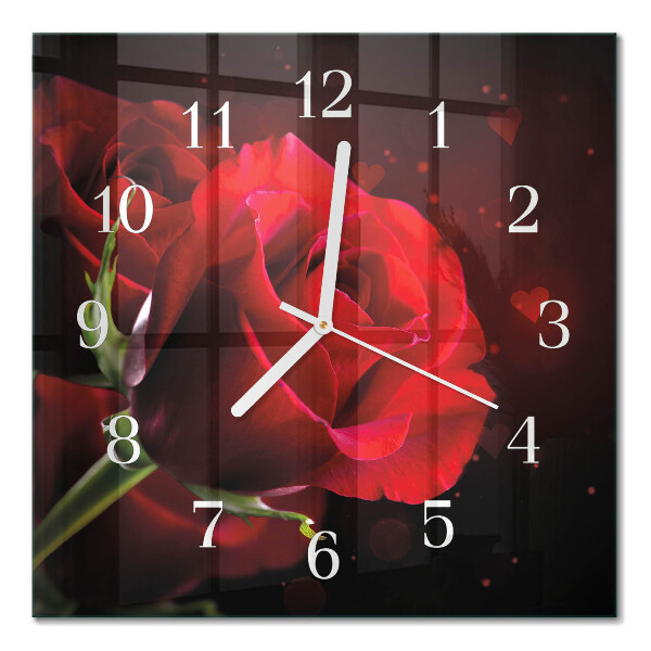 Horloge carrée en verre Roses