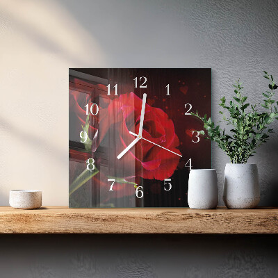 Horloge carrée en verre Roses