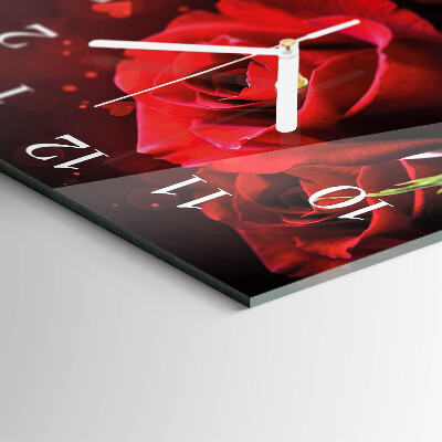 Horloge carrée en verre Roses