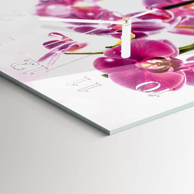 Horloge carrée en verre Orchidée