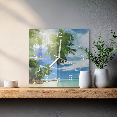 Horloge murale carrée Palm island