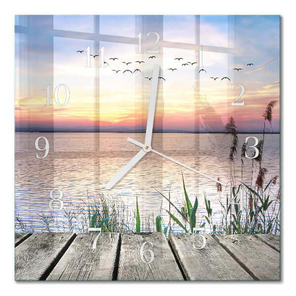 Horloge carrée en verre Lac