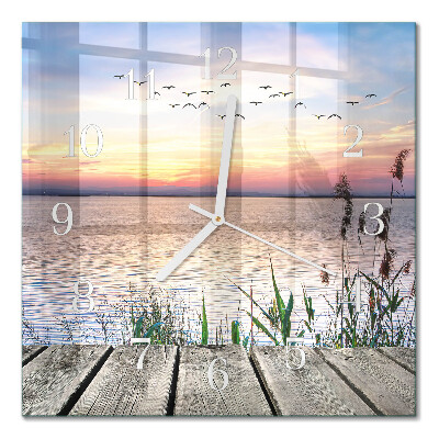 Horloge carrée en verre Lac