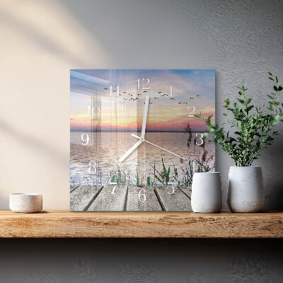 Horloge carrée en verre Lac