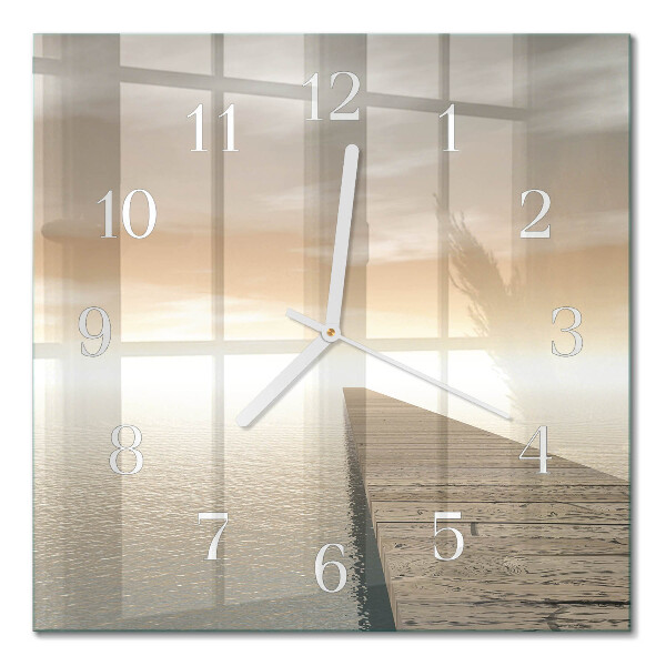 Horloge carrée en verre Jetée