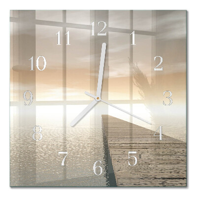 Horloge carrée en verre Jetée