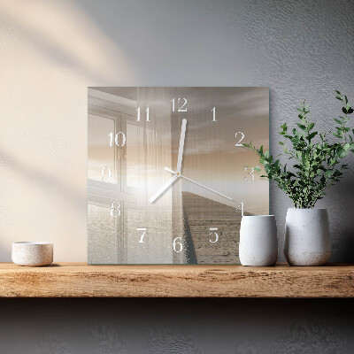 Horloge carrée en verre Jetée