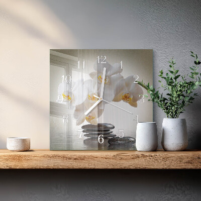 Horloge murale carrée Orchidée