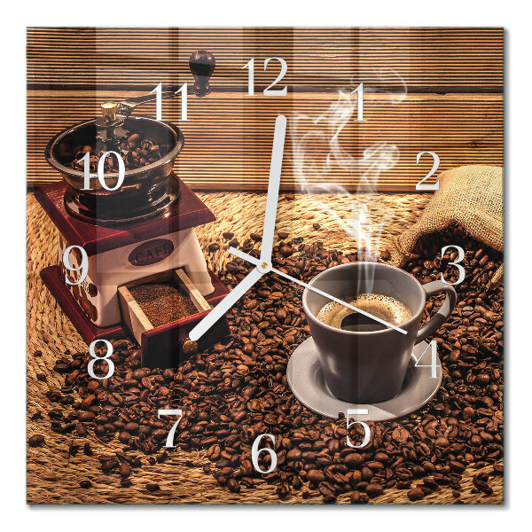 Horloge carrée en verre Café en grains
