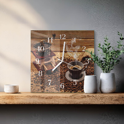 Horloge carrée en verre Café en grains