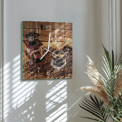 Horloge carrée en verre Café en grains