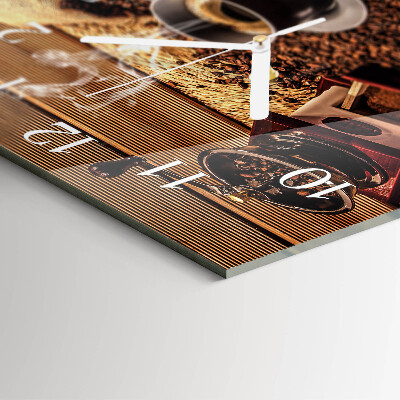Horloge carrée en verre Café en grains